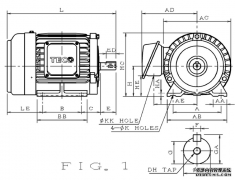 東元電機(jī)AEEFF3-1.5KW-4P 臥式 安裝尺寸圖