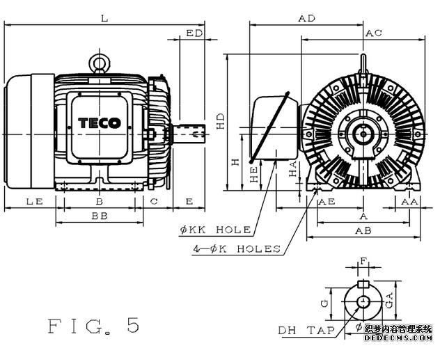 東元AEEF-90KW-4P臥式電機(jī)圖紙